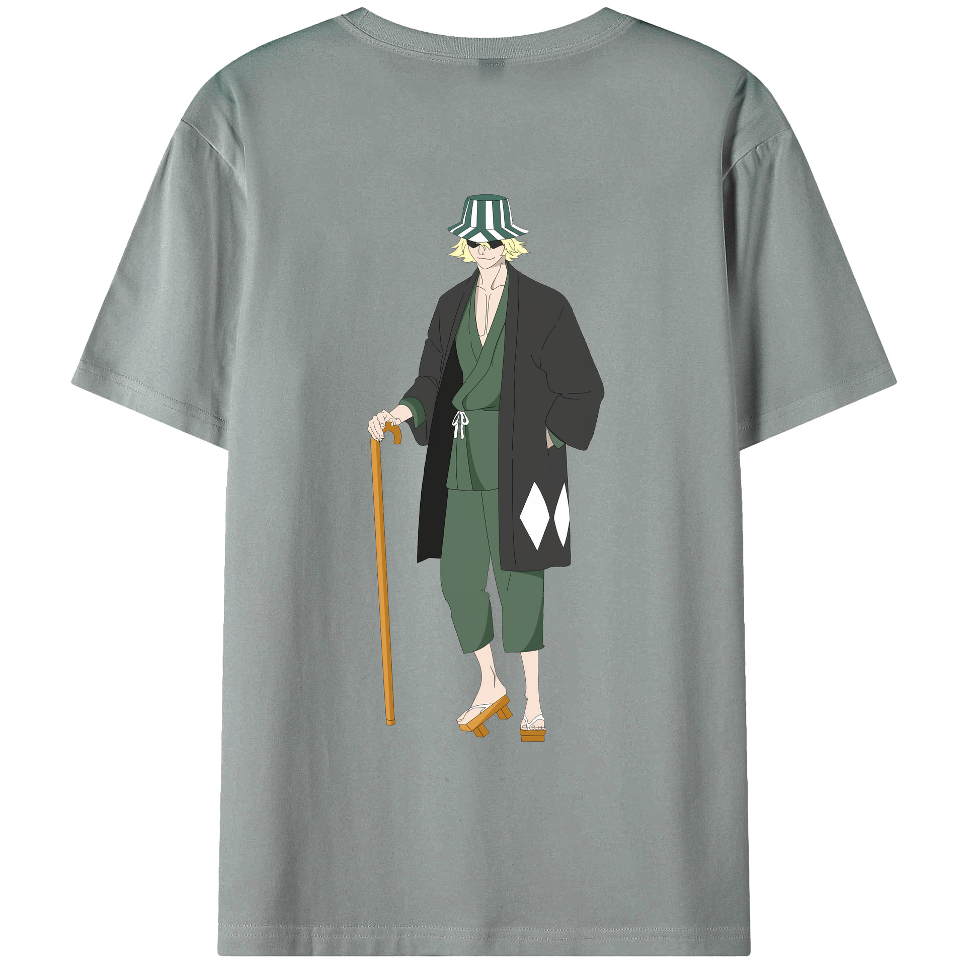 （画像用） "ブリーチ 浦原 喜助（うらはら きすけ） BLEACH Urahara Kisuke " 綿100％ メンズ半袖Tシャツ（バックプリント） 通気性